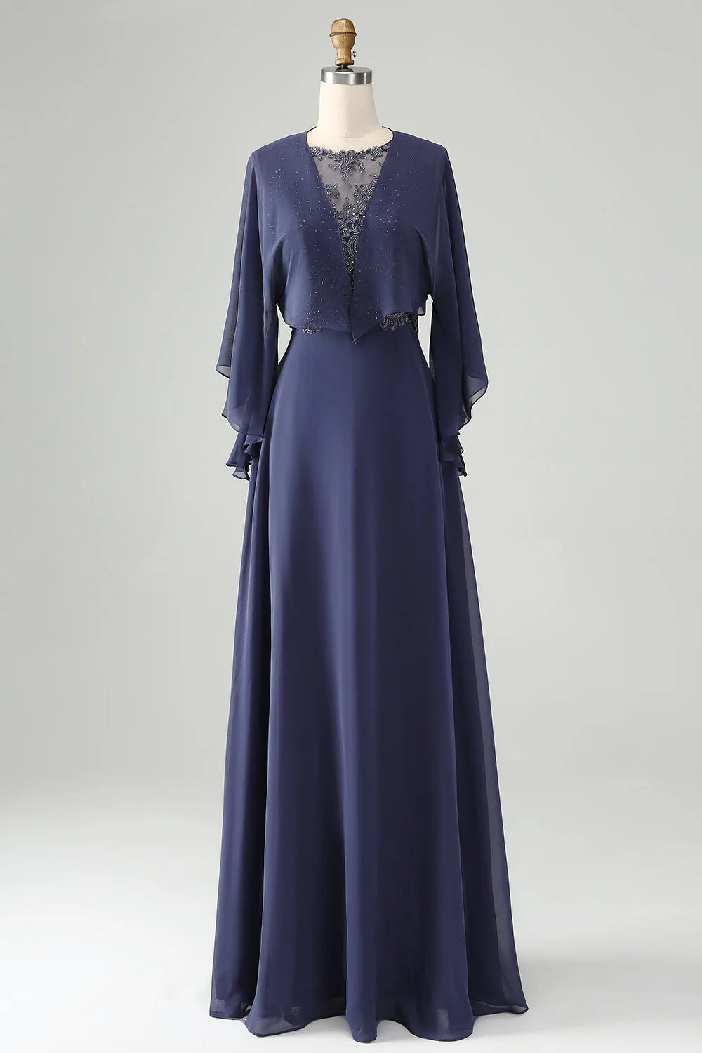 Robe de mère de la mariée en dentelle avec châle
